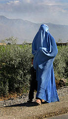 [Woman in blue burqa, Afghanistan, 2005]
